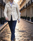 Heritage Linen-Blend Hunting Short Coat - White