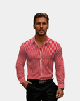 The Montel Striped Overshirt - Red
