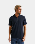 Vanton Premium Mesh Zip Poloshirt - Marineblauw