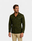 Heritage Linen-Blend Hunting Short Coat - Green