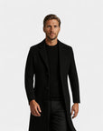 Leclair Tailored Cotton Blend Overcoat - Black