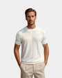 Old Money Gestreiftes T-Shirt mit Rundhalsausschnitt - Weiß