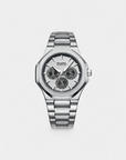 Silver Steel Luxe Chrono Watch - Hvid