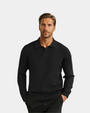Polo a maniche lunghe a coste Old Money - Nero