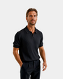 Poloshirt aus Seidenmischung mit Streifenmuster - Schwarz
