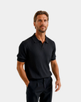 Poloshirt aus Seidenmischung mit Streifenmuster - Schwarz