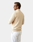 Polo con zip a quarto di dollaro - Beige