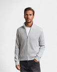 Montclair Knitted Zip Ribbed Cardigan - Gray