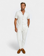 Textured Linen Blend Cuban Set - White