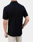 Poloshirt aus Seidenmischung mit Streifenmuster - Schwarz