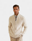 Montclair Knitted Zip Ribbed Cardigan - White