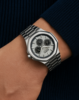 Silver Steel Luxe Chrono Watch - Hvid