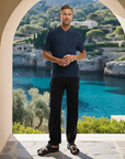 Vanton Premium Mesh Zip Poloshirt - Marineblauw