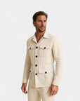 Heritage Linen-Blend Hunting Short Coat - White