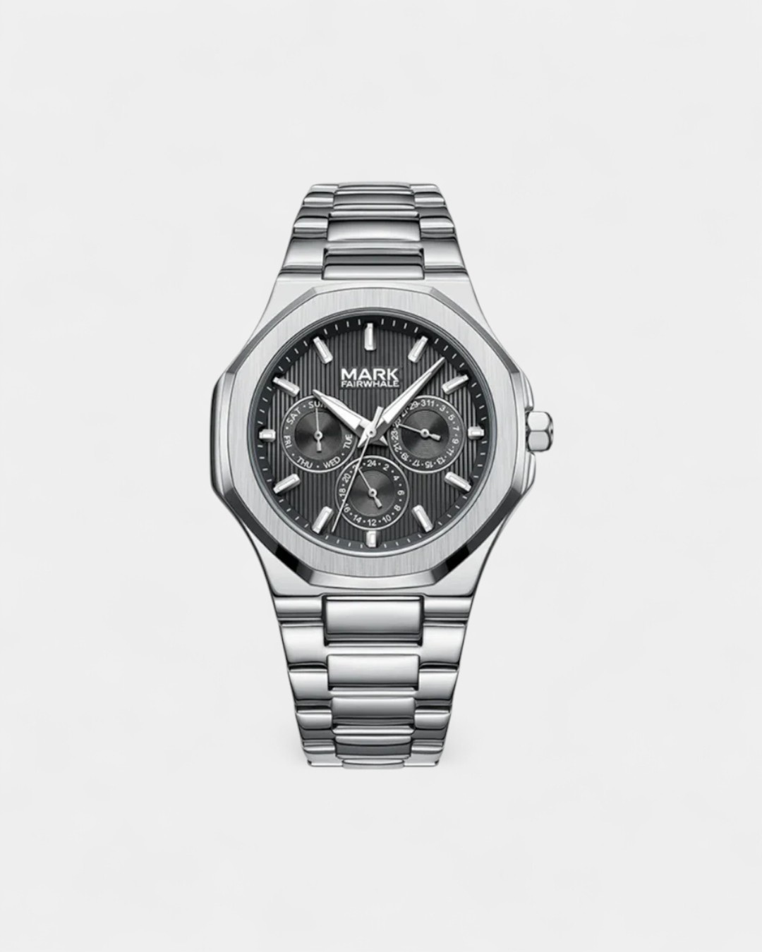 Silver Steel Luxe Chrono Watch - Sort