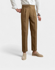 Heritage Tailored Houndstooth Pleated Trousers - Brown