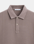 Polo à boutons en tissage classique - Marron