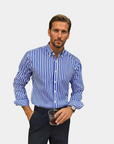The Montel Striped Overshirt - Blue
