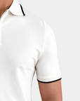 Polo à rayures en mélange de soie - Blanc