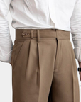 Heritage Tailored Houndstooth Pleated Trousers - Brown