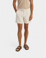 Old Money Natural Leinen Kordelzug Shorts - Weiß