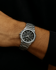 Silver Steel Luxe Chrono Watch - Sort