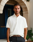 Polo à boutons en tissage classique - Off-White