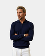 Polo con zip a quarto di dollaro in maglia di lusso - Navy