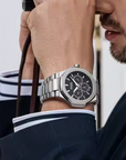 Silver Steel Luxe Chrono Watch - Sort