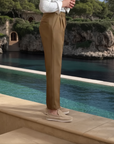 Heritage Tailored Houndstooth Pleated Trousers - Brown