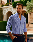 The Montel Striped Overshirt - Blue