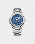 Silver Steel Luxe Chrono Watch - Blå