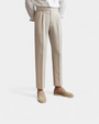 Heritage Tailored Houndstooth Plissee-Hose - Khaki