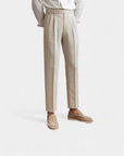 Heritage Tailored Houndstooth Pleated Trousers - Khaki