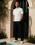 Polo à rayures en mélange de soie - Blanc