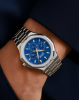 Silver Steel Luxe Chrono Watch - Blå