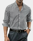 The Montel Striped Overshirt - Black