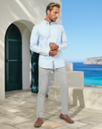 The Montel Striped Overshirt - Light Blue