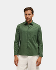 Premium Leinen Resort Kragen Shirt Set - Grün