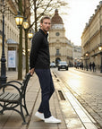 Cambridge Wool Polo Knit Sweater - Black
