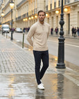 Cambridge Wool Polo Knit Sweater - Beige