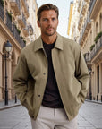 Beaumont Classic Black Bomber Jacket - Khaki