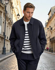 Beaumont Classic Black Bomber Jacket - Navy