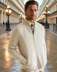 Montclair Knitted Zip Ribbed Cardigan - White