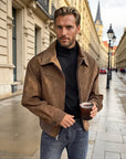 Givanni Relaxed Polyester Casual Jacket - Brown