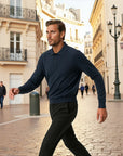 Cambridge Wool Polo Knit Sweater - Navy