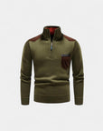 Renard Half-Zip Shoulder Detail Sweater - Green