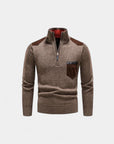 Renard Half-Zip Shoulder Detail Sweater - Brown
